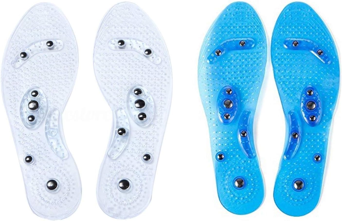 Massaging Insoles, Chiicol Acupressure Magnet Massage Foot Therapy Insole Foot Pain Relief Shoe Insole, Support Washable and Cuttable Fits All Men and Women (Two Pairs)