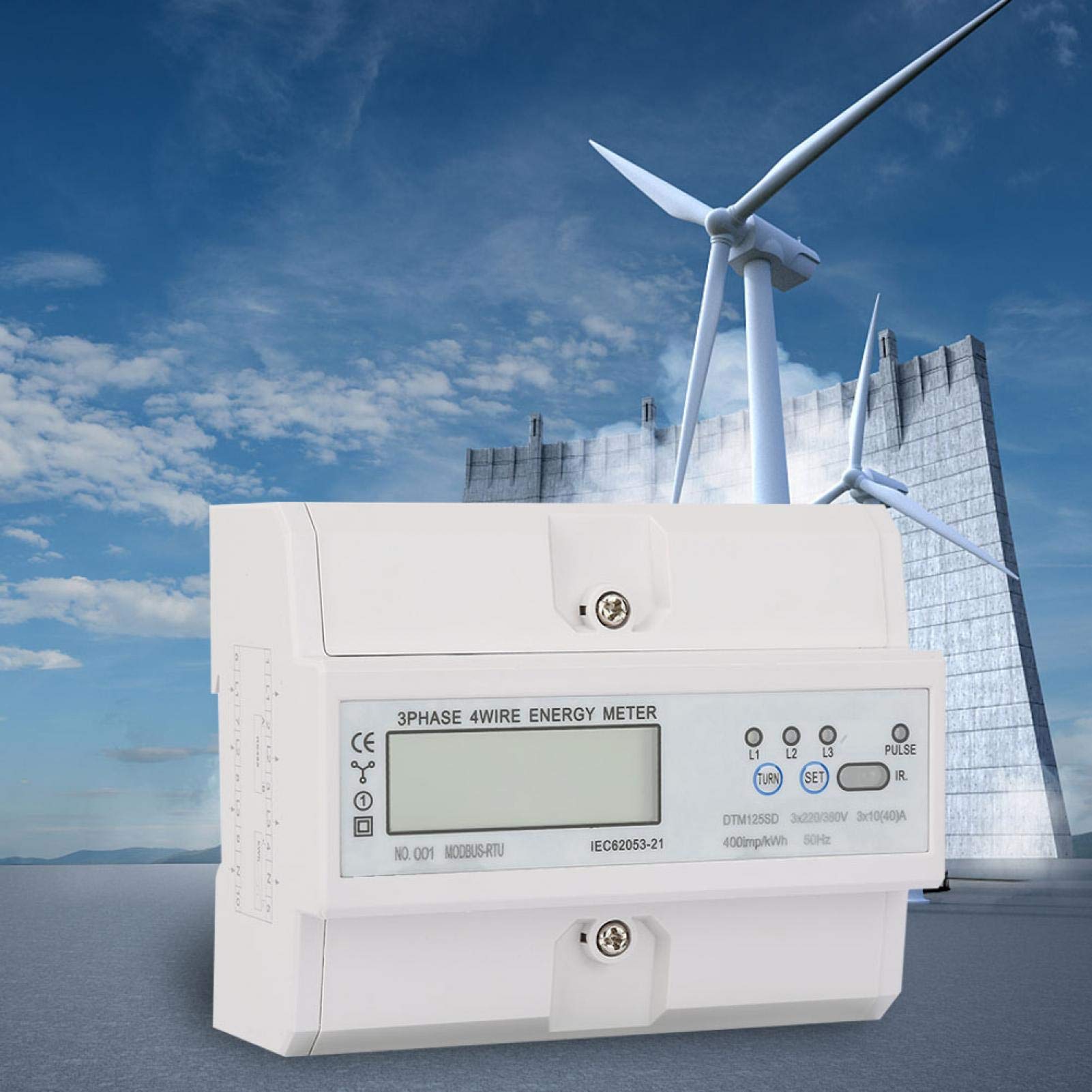 Licznik prądu, zużycie energii 0-40 A, cyfrowy licznik prądu, 3-fazowy miernik kWh, z wyświetlaczem LCD, 220/380 V