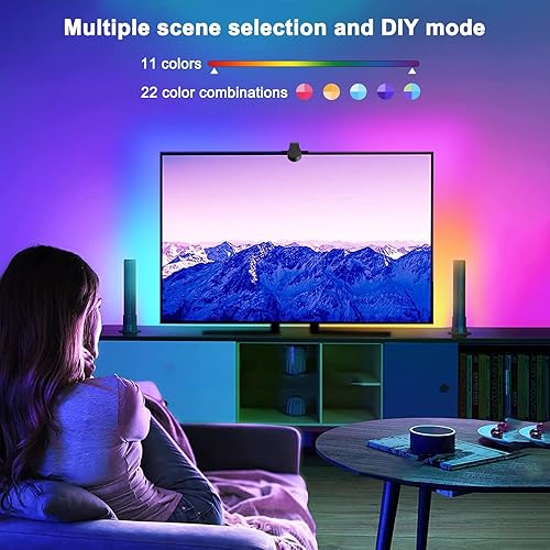 Miniatura 5 de Retroiluminación LED Smart TV con cámara, tira de luces LED RGB Bluetooth de 16.4 pies para TV de 75 a 85 pulgadas, luces LED de TV que se