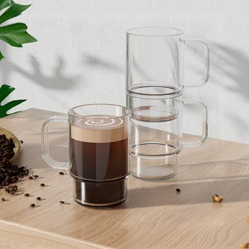 Miniatura 6 de Aquach Taza de vidrio de 18 onzas, 2 unidades, apilable, transparente, para café, té, jugo, vasos para beber