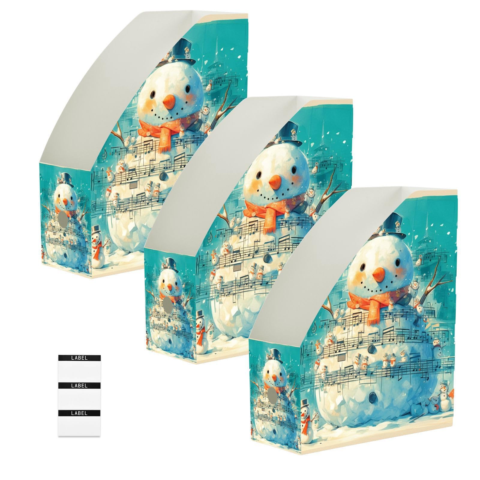 Boîte de rangement en papier bleu sarcelle 22,9x30,5 cm avec 6 porte-revues pliables thématiques