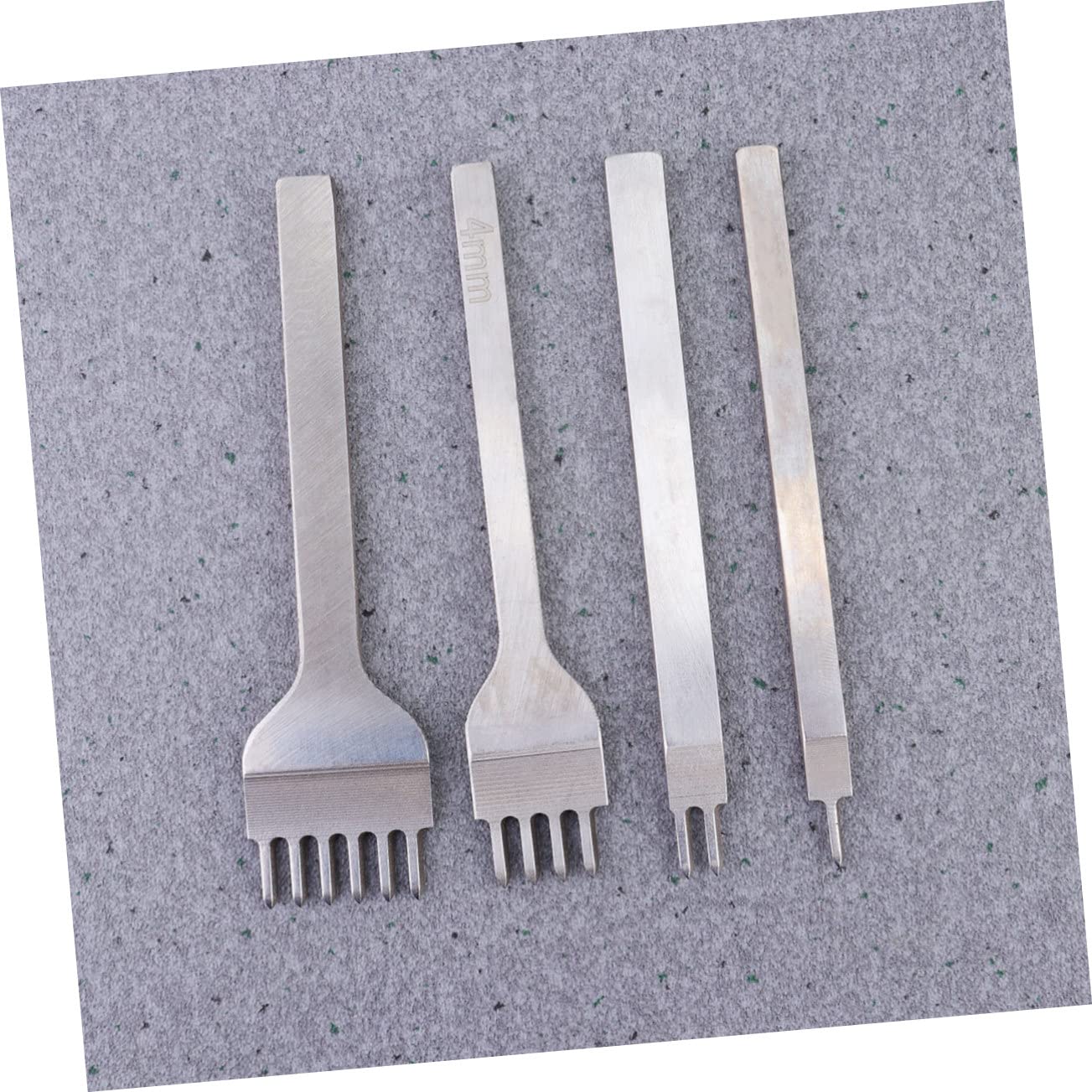 NUOBESTY 4pcs Leather Punching Tool DIY Rhomboid Cutting Chisel for Leather Craft Durable White Steel Punch for Watch Bands and Accessories