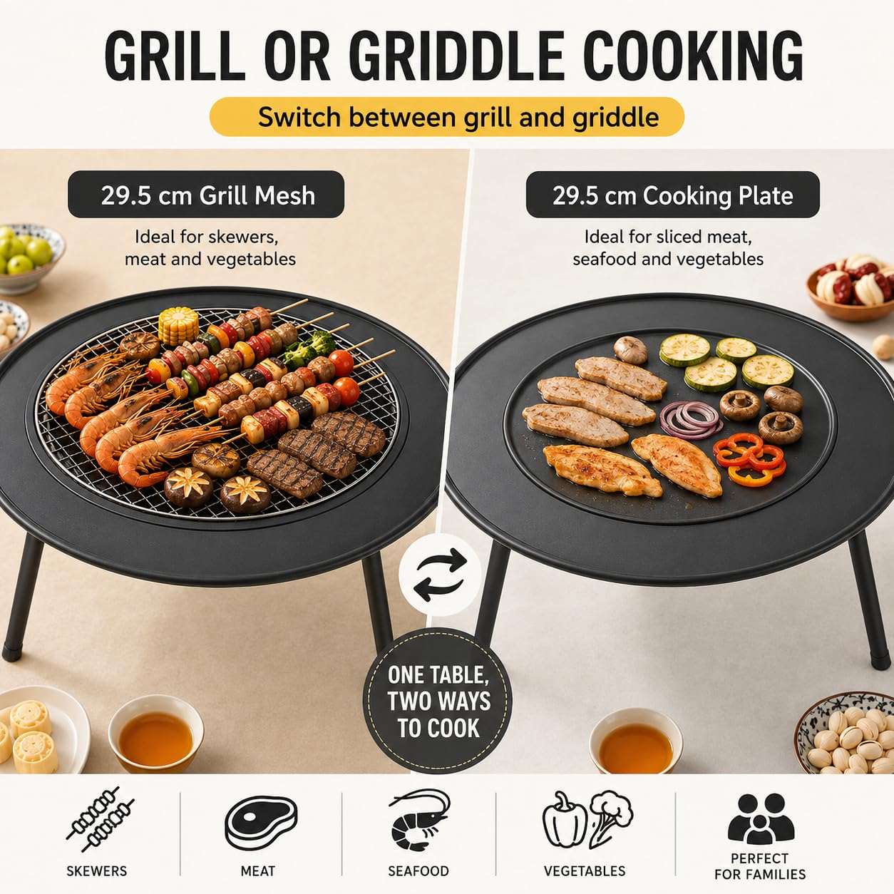 Stolik paleniskiem na węgiel drzewny, okrągły grill ogrodowy 60 cm