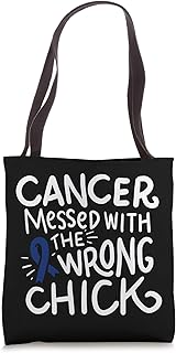 Colon Cancer Survivor Fighter Chemo Dark Blue Ribbon Tote Bag