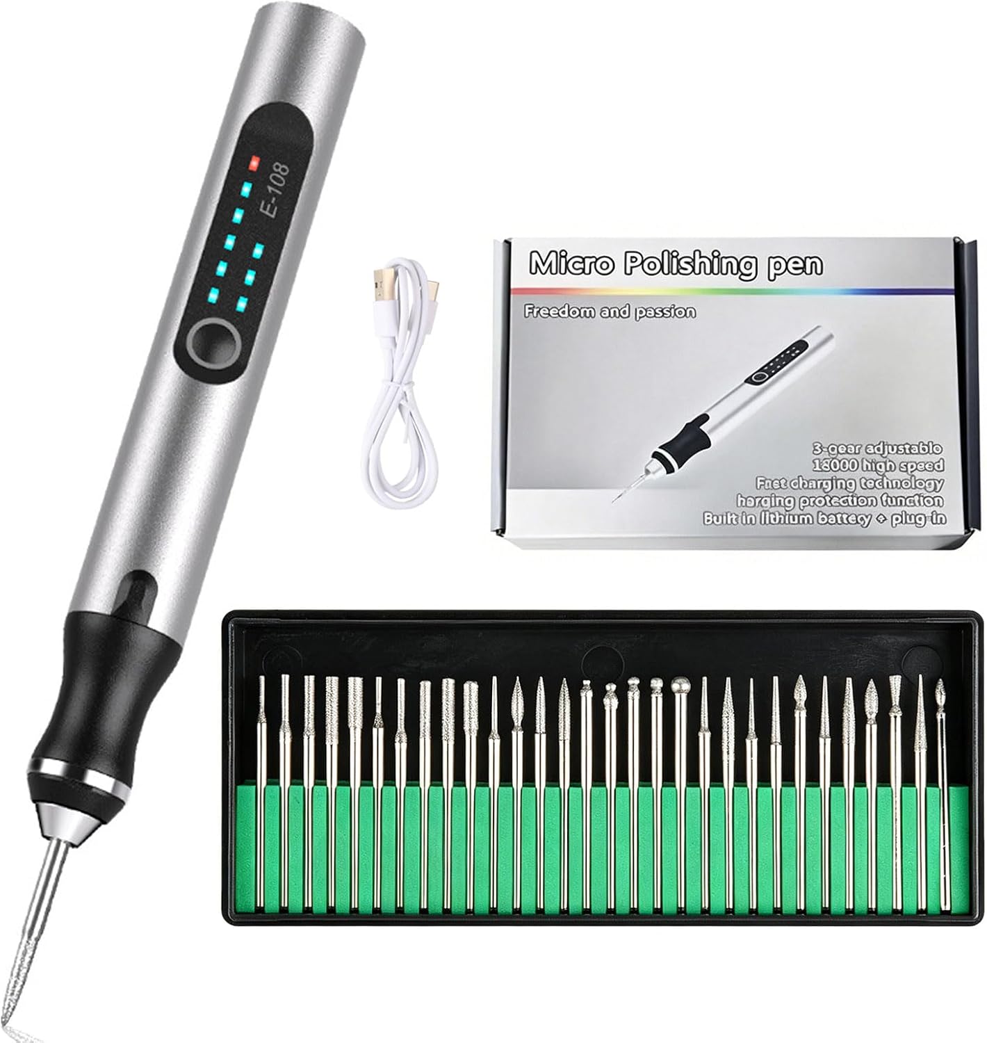Portable Electric Engraver Tool with 30 Bits,Rechargeable Engraving Pen