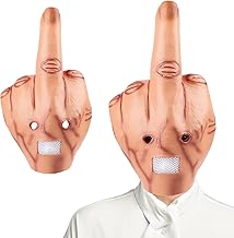Wvu & Wvo Mittelfinger Maske, Halloween Finger Vollkopf Latex Realistische lustige Kopfmaske Erwachsene Halloween Kostüm Party Carnival karneval Parade