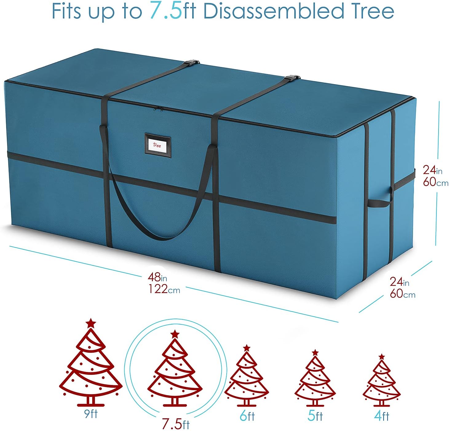 Hearth & Harbor Christmas Tree Storage Bag - Fit Upto 7.5 ft Holiday Trees - Extra Wide Christmas Tree Storage Box Container Made from Durable Oxoford 600D Waterproof Fabric with Handles & Dual Zipper