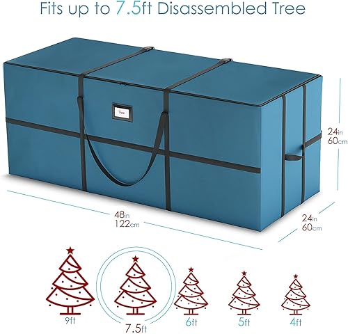 Miniatura 9 de StorageBud Paquete de 3 bolsas de almacenamiento para árbol de Navidad, se adapta a árboles artificiales desmontados de hasta 7.5 pies de alto con
