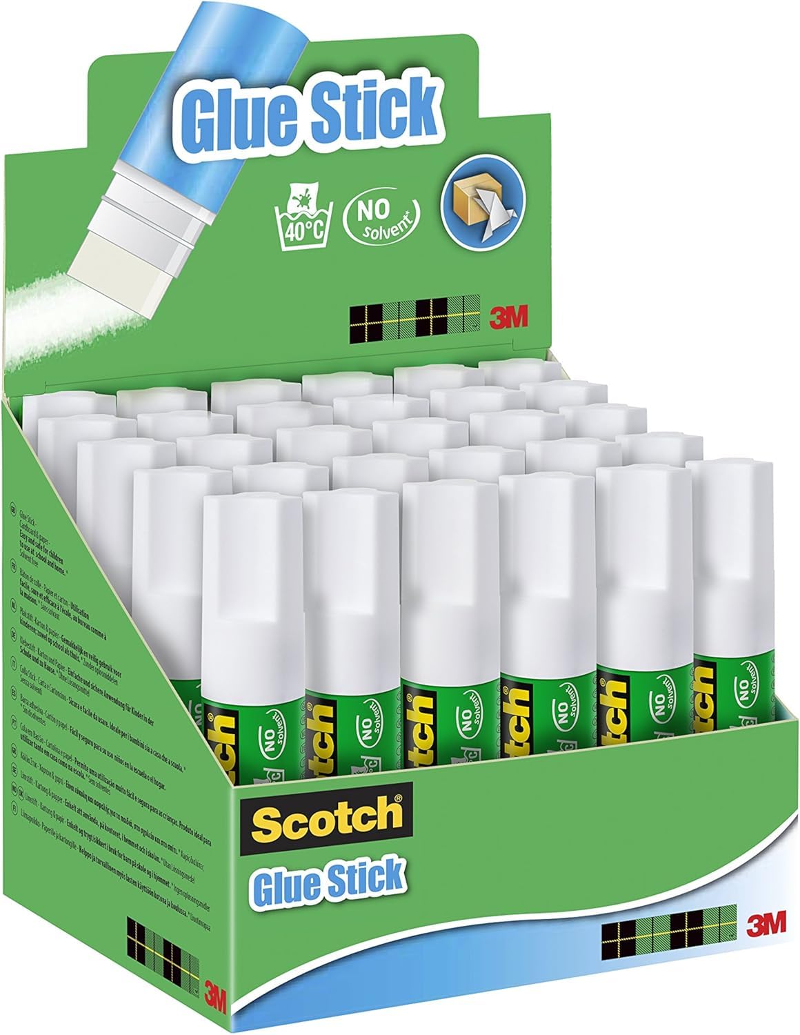 3M Scotch Permanent Glue Stick, 1 Pack of 30 Sticks, 8g per Stick - Solvent-free and water-based adhesive