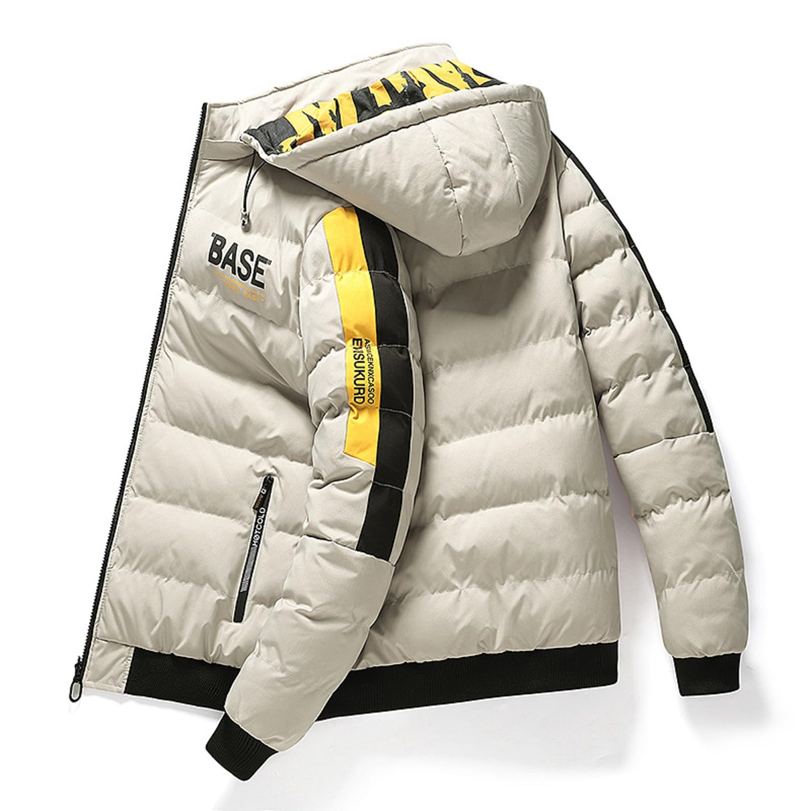 Generisch Outdoor Winter Wendbarer Herrenmantel Verdickte Jacke Abnehmbare Freizeitmantel (Khaki, XXXXXL)