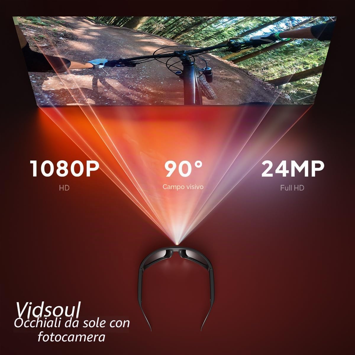 OhO 128GB Camera Glasses,24M Resolution H.265 1080P Smart Glasses with UV400 Sunglasses Lens for Outdoor Sport,Unisex