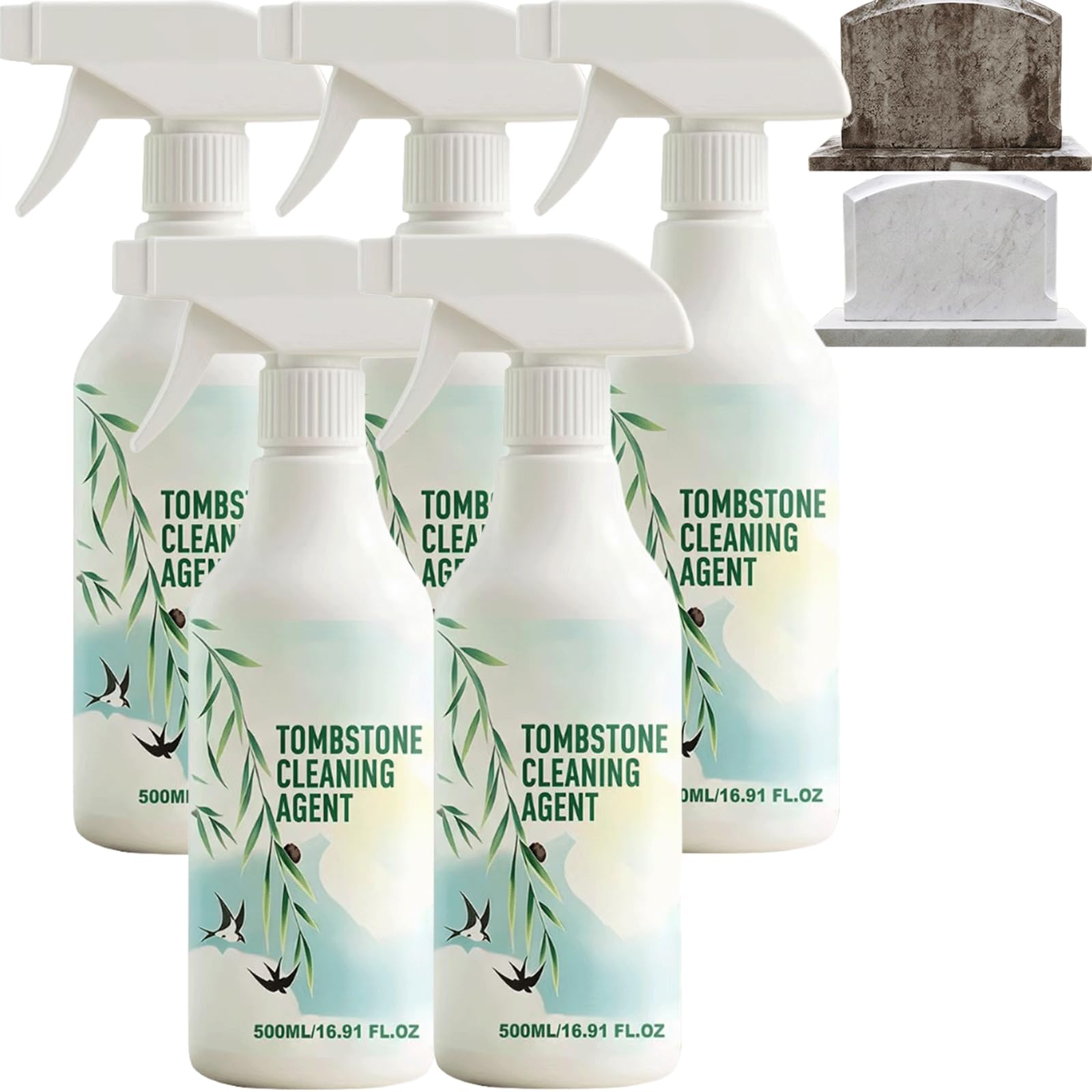 Limpiador y pulido de lápidas sin fregar Spray de enfermería - Limpiador sin fregar Spray de enfermería, Fórmula suave para el cuidado de la piedra, (5 piezas)