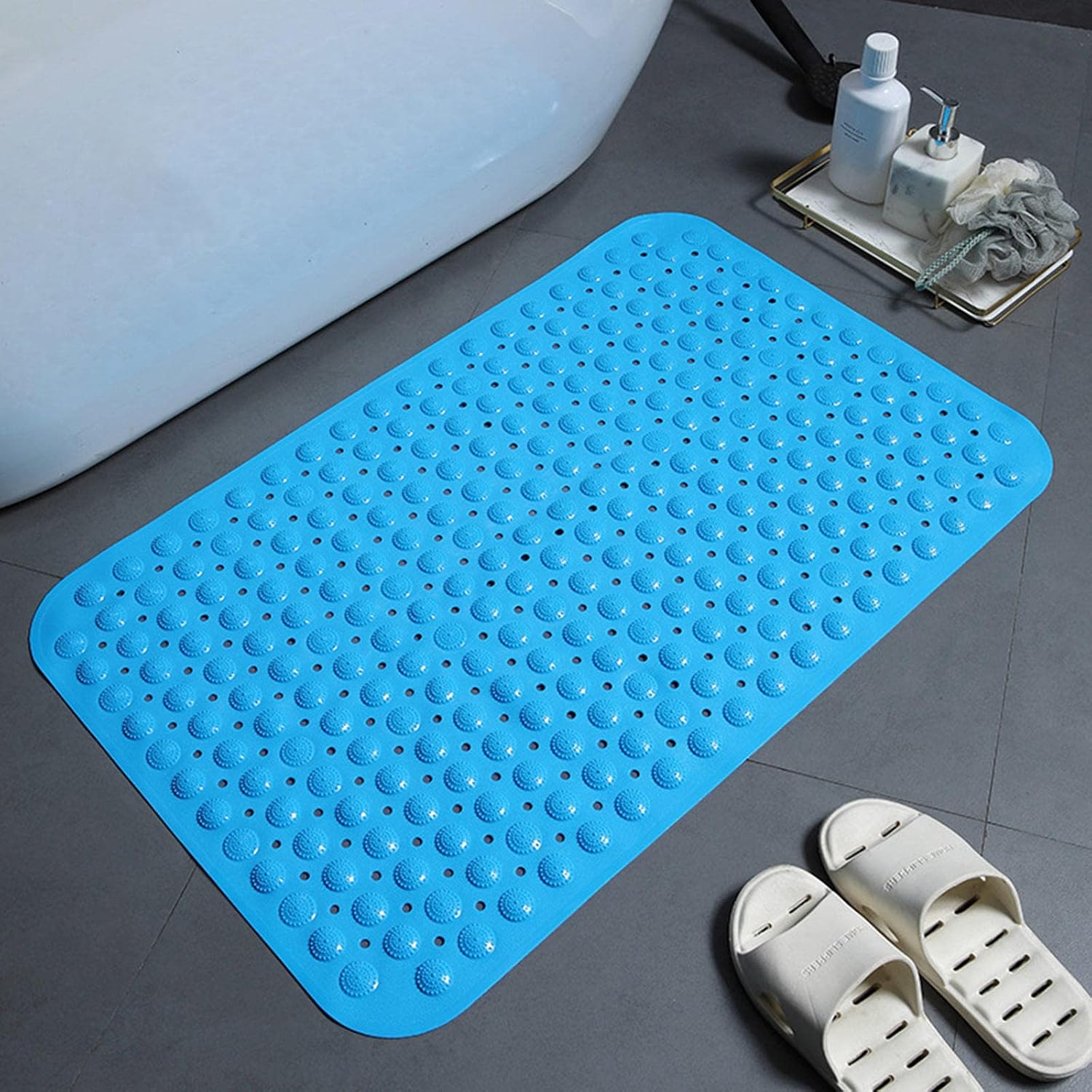 Non-Slip Shower Mats, Bathtub Mat Non Slip, Anti Slip Bath Mats with Suction Cups and Drain Holes, Bathtub Mat for Bathroom, Hotel Pet Shower,X-57 * 88cm