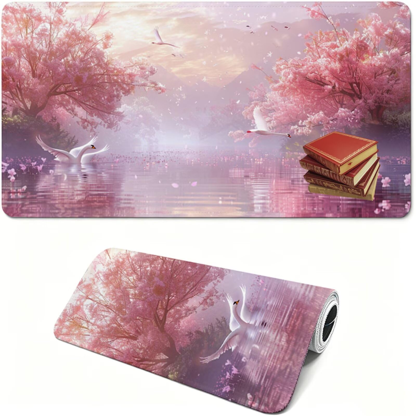 Tapis de Souris Gaming XXL,900x400x3mm Tapis de Souris Rose,Grand Tapis de Bureau sous Main avec Surface Spéciale Améliore la Vitesse et la Précision,Imperméable Mouse Pad lac pour Jeux,Bureau XF-337