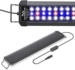 Pawfly Luces para acuarios 14W para Peceras de 45-60 cm Extensible, Espectro Completo con Luces Blanca y Azul, Modos Día/Noche, Brillo Ajustable, Iluminación LED para Acuarios