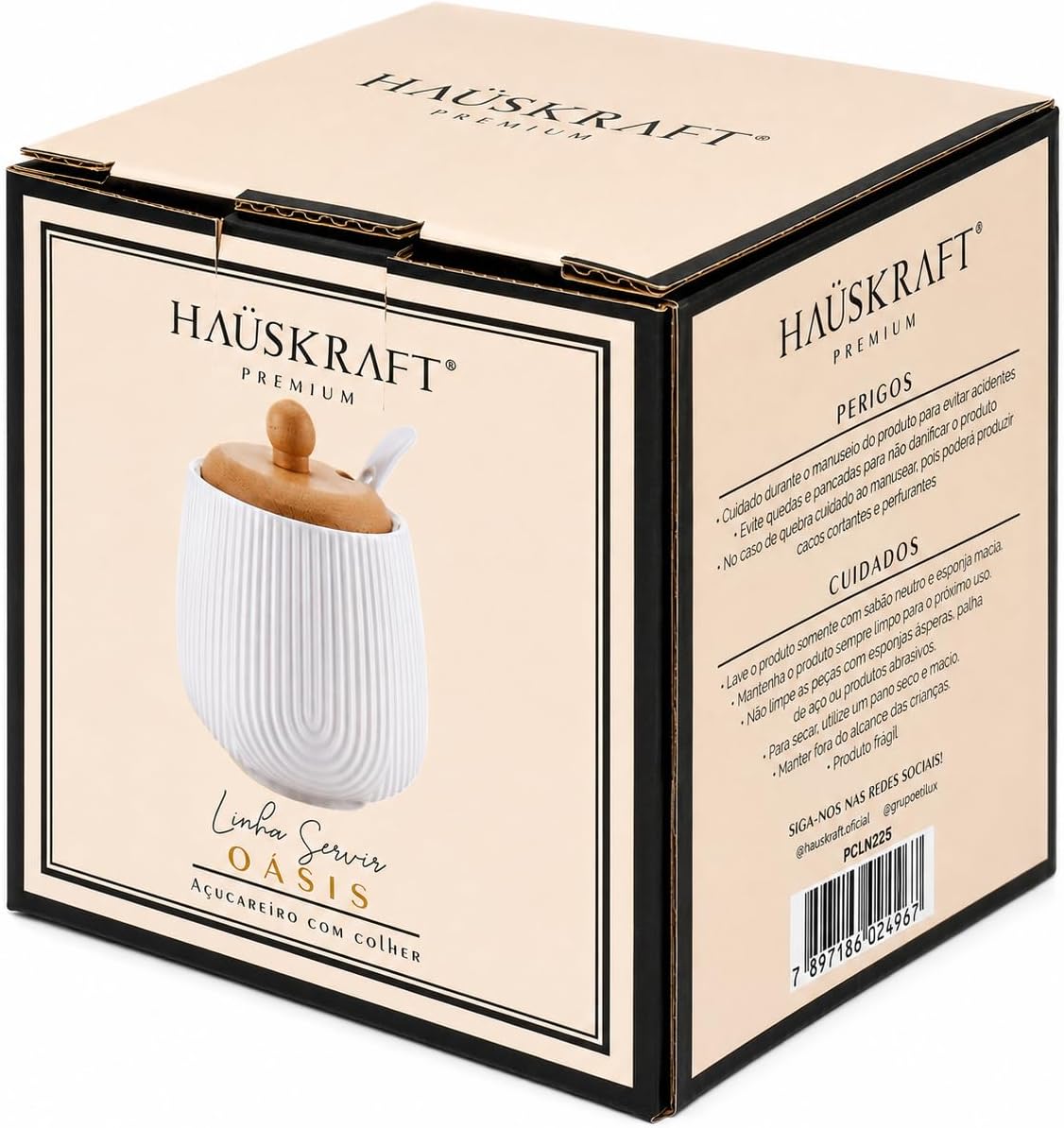 HAUSKRAFT Açucareiro de Cerâmica com Colher Oásis Branco 360 ml