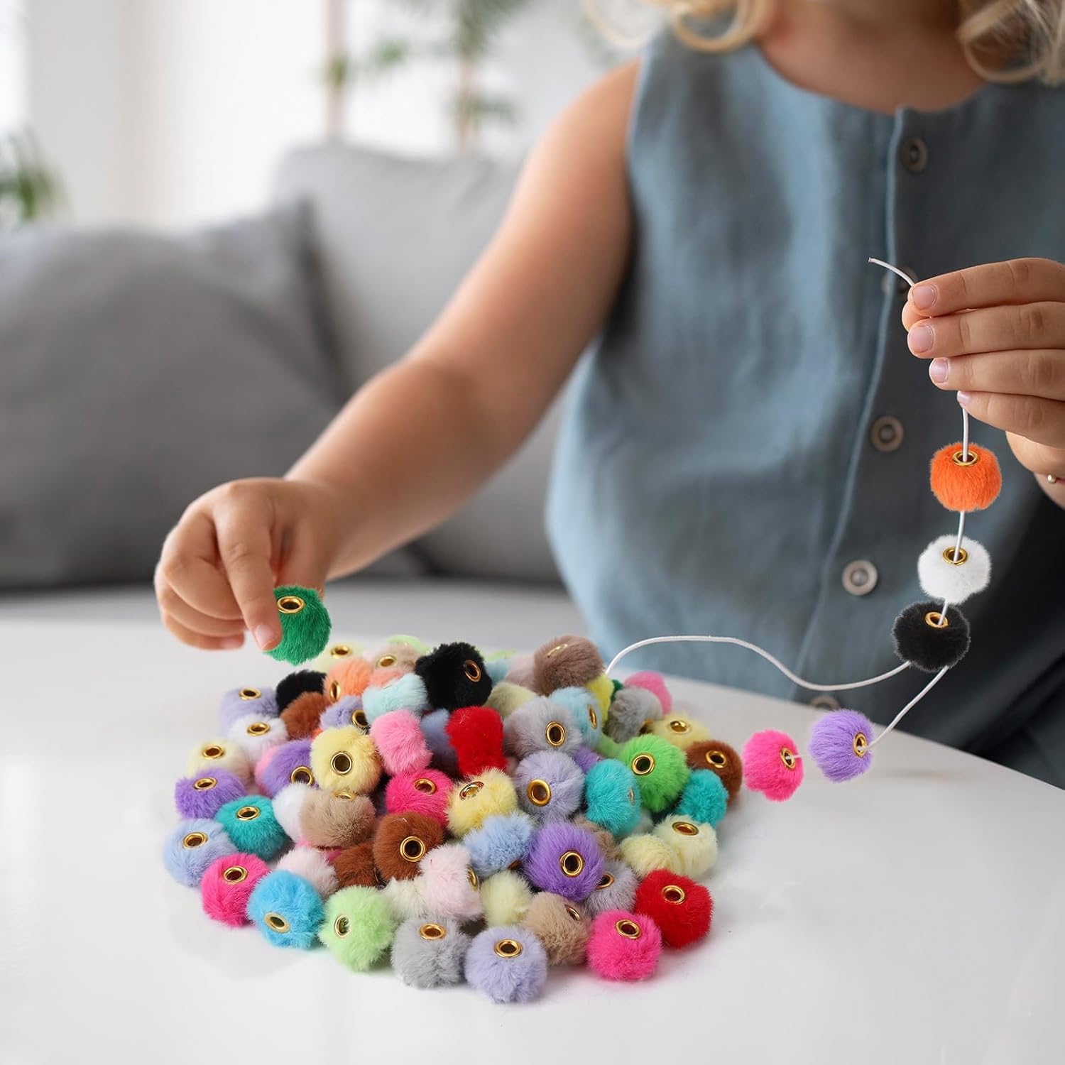 100 Mixed Color Pom Poms Beads, 0.8 Inch, Faux Fur, Round, Loose Beads for DIY Jewelry Making, Crafts Accessories - Image 7