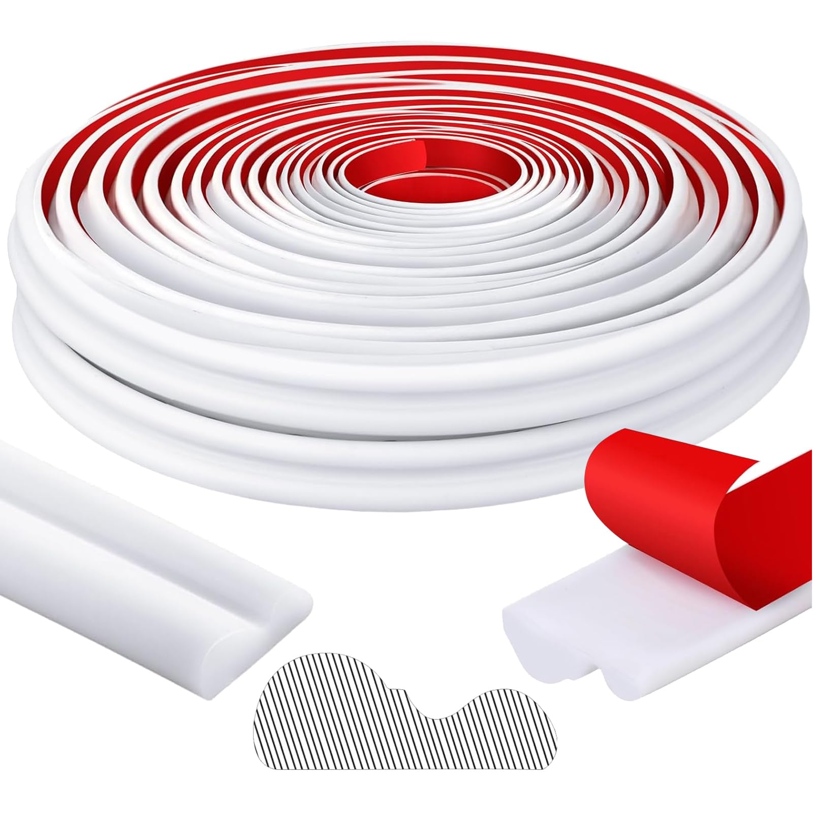Photo 1 of Innconee 32.8ft x 0.9 Inch Flexible Peel and Stick Molding Trim for Wall, Baseboard, Backsplash, Tile Edge, Chair Rail, Mirror-self Adhesive Moulding Trim for Bathroom Wall Door Floor Window, White