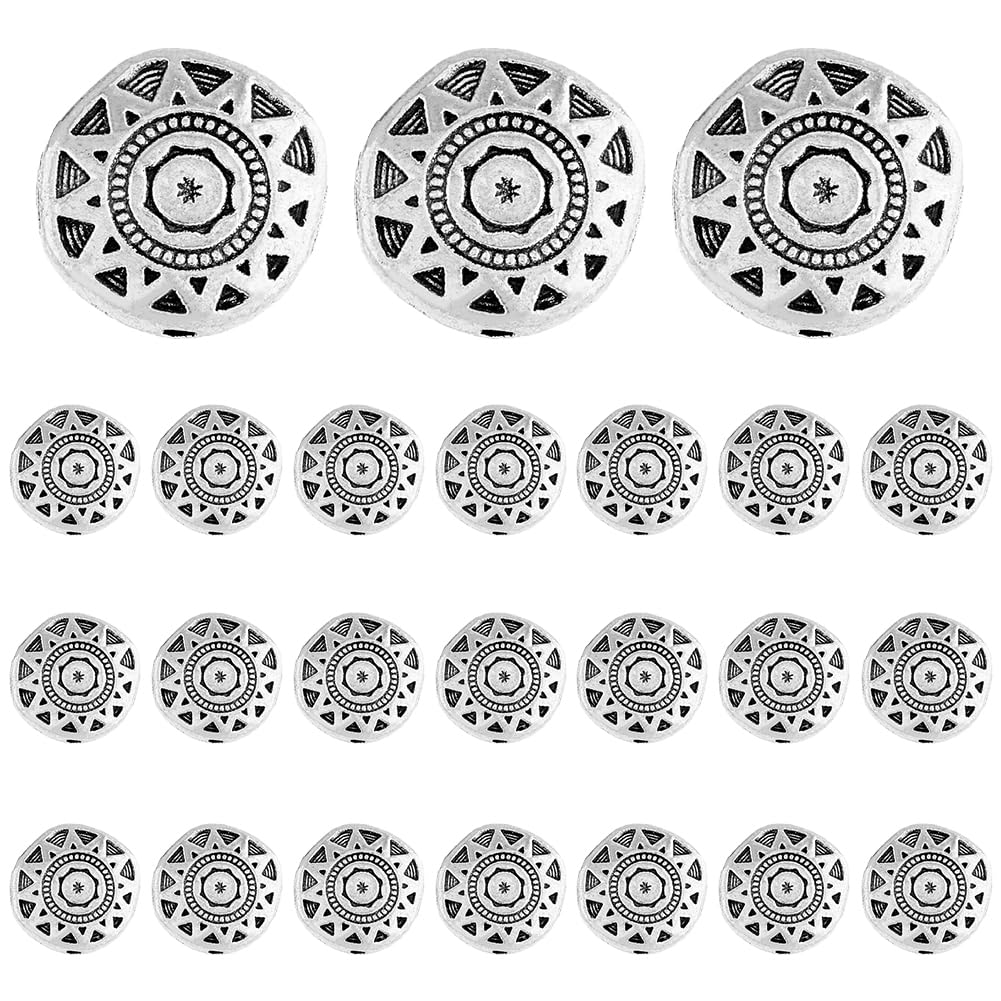 Perles rondes et plates tibétaines DICOSMETIC argent pour création bijoux
