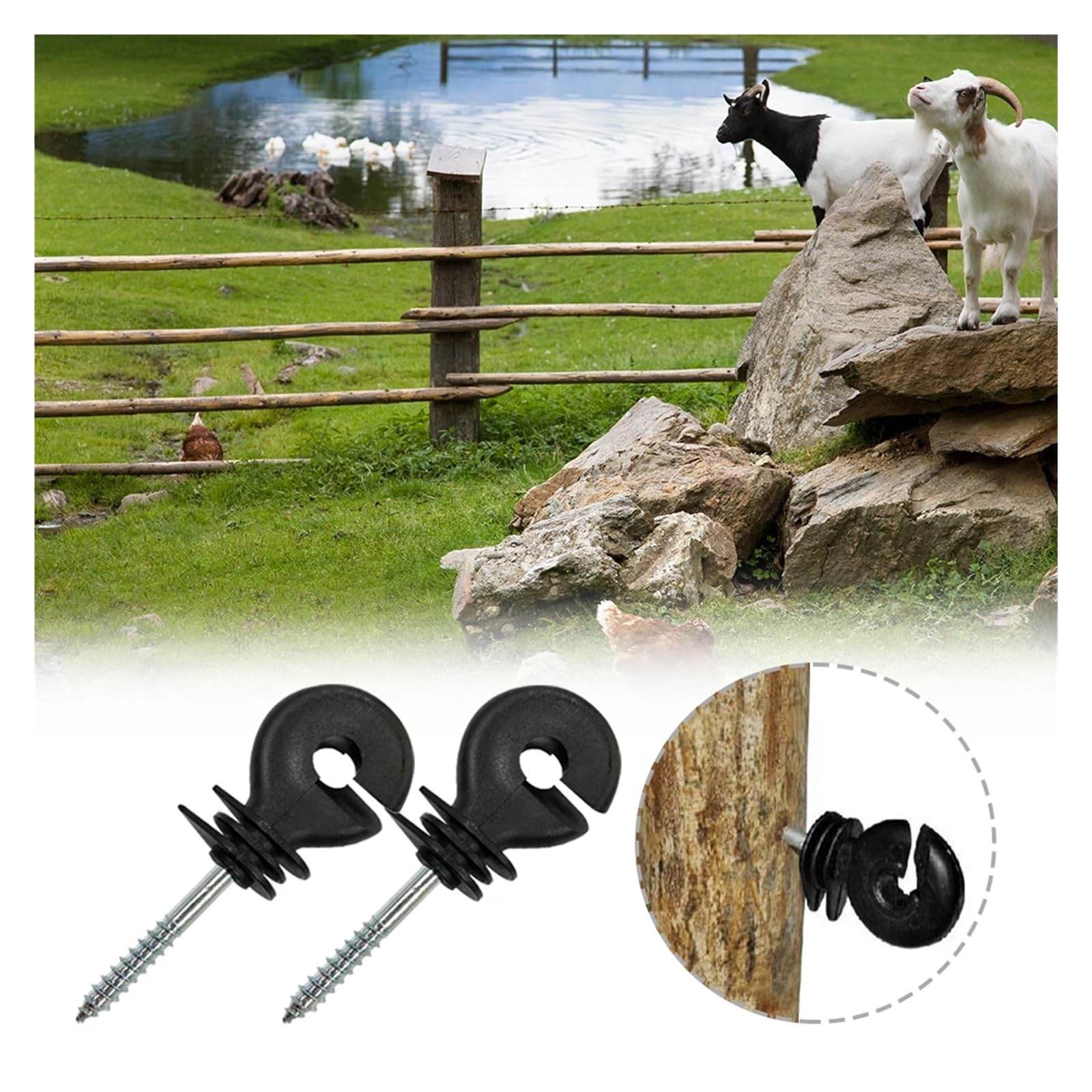20 Pezzi isolatore for Recinzione elettrica isolatore avvitato Anello for Recinzione isolatori for Pali in Legno for la Recinzione degli Animali da Fattoria