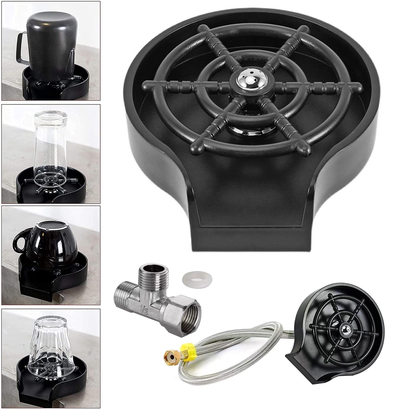 Lavavajillas de vidrio de acero inoxidable, limpiador automático de tazas de grifo, enjuagador de vidrio para hotel, bar, vaso de cerveza, café, leche, té, taza, accesorios para fregaderos de cocina