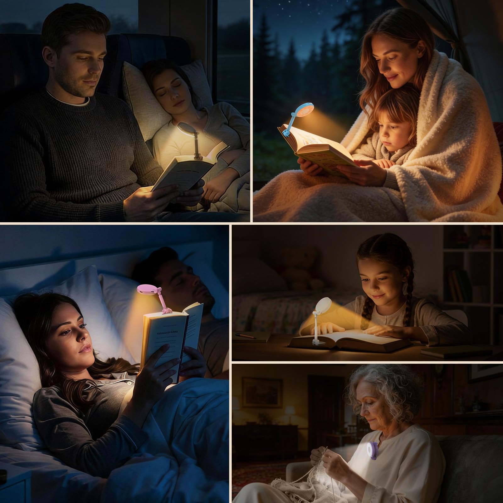Reading Lights for Books in Bed:18 LED Rechargeable Clip-on Book Light with Timer & Memory Eye Caring 3 Color Temperature Stepless Dimming Portable Night Lamp Gifts for Women Kids Book Lovers — view 9