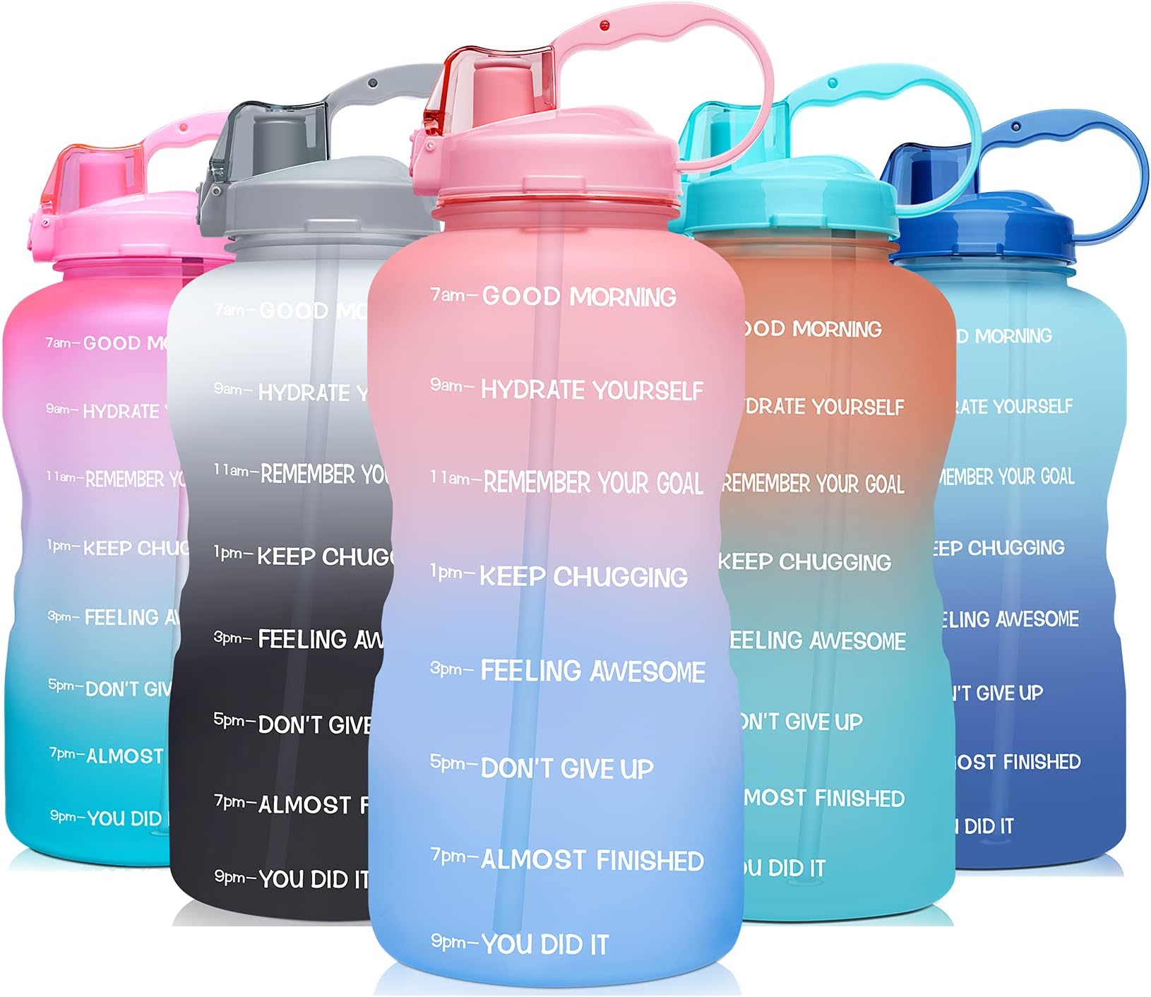 Venture Pal 64 OZ Water Bottle with Motivational Time Marker & Straw - Leakproof BPA Free Reusable Flip Top Water Bottle for Sports and Fitness Enthusiasts
