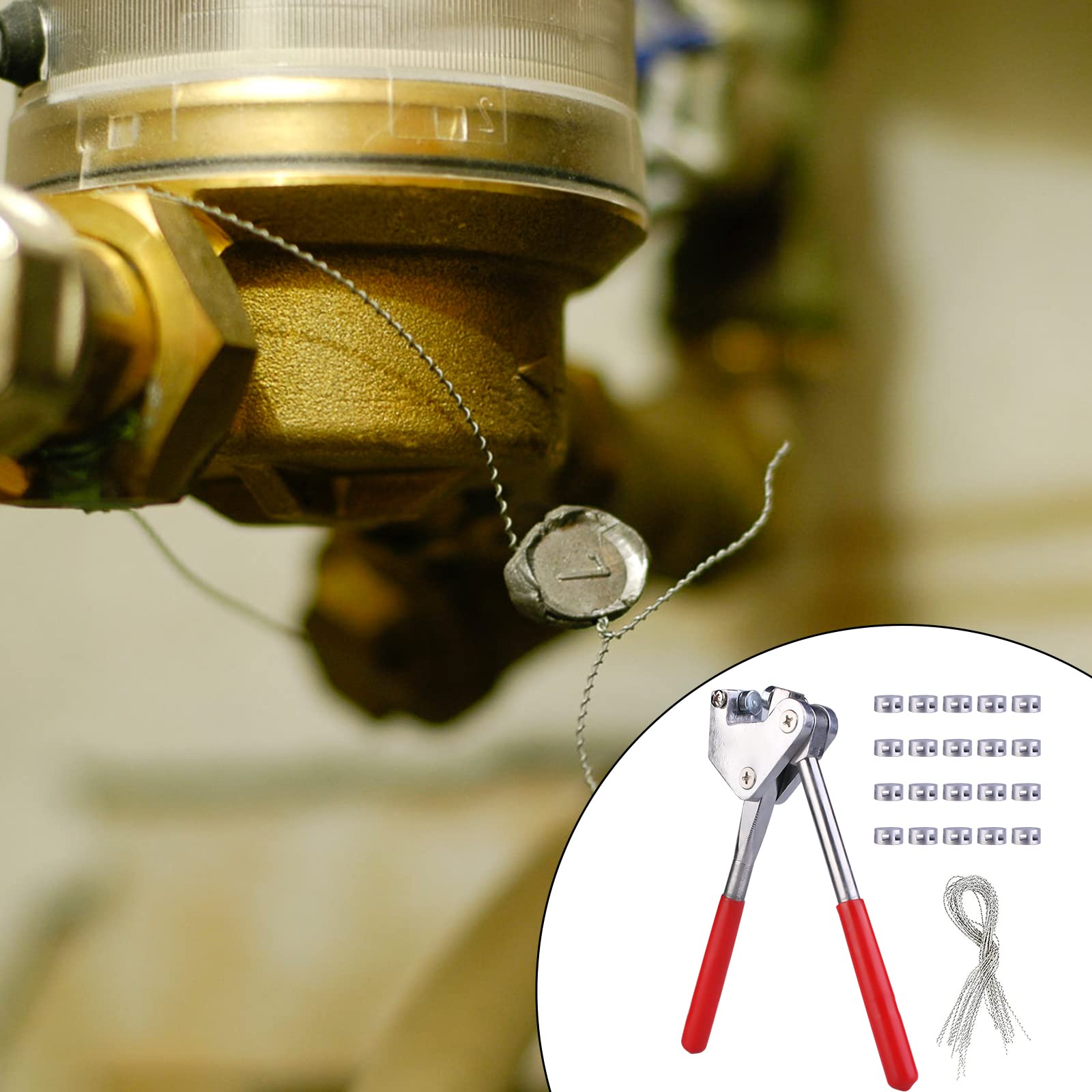 Pinza Per Sigilli Di Sicurezza Con 40 Guarnizioni E Filo | Per Contatori E Antifurto Fino A 10mm