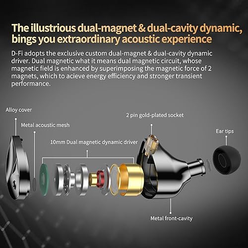 Miniatura 10 de KZ EDX PRO - Auriculares con cable y monitor de oído, auriculares con cable 1DD, graves profundos de alta fidelidad con 1DD de 0.394 in dinámico,