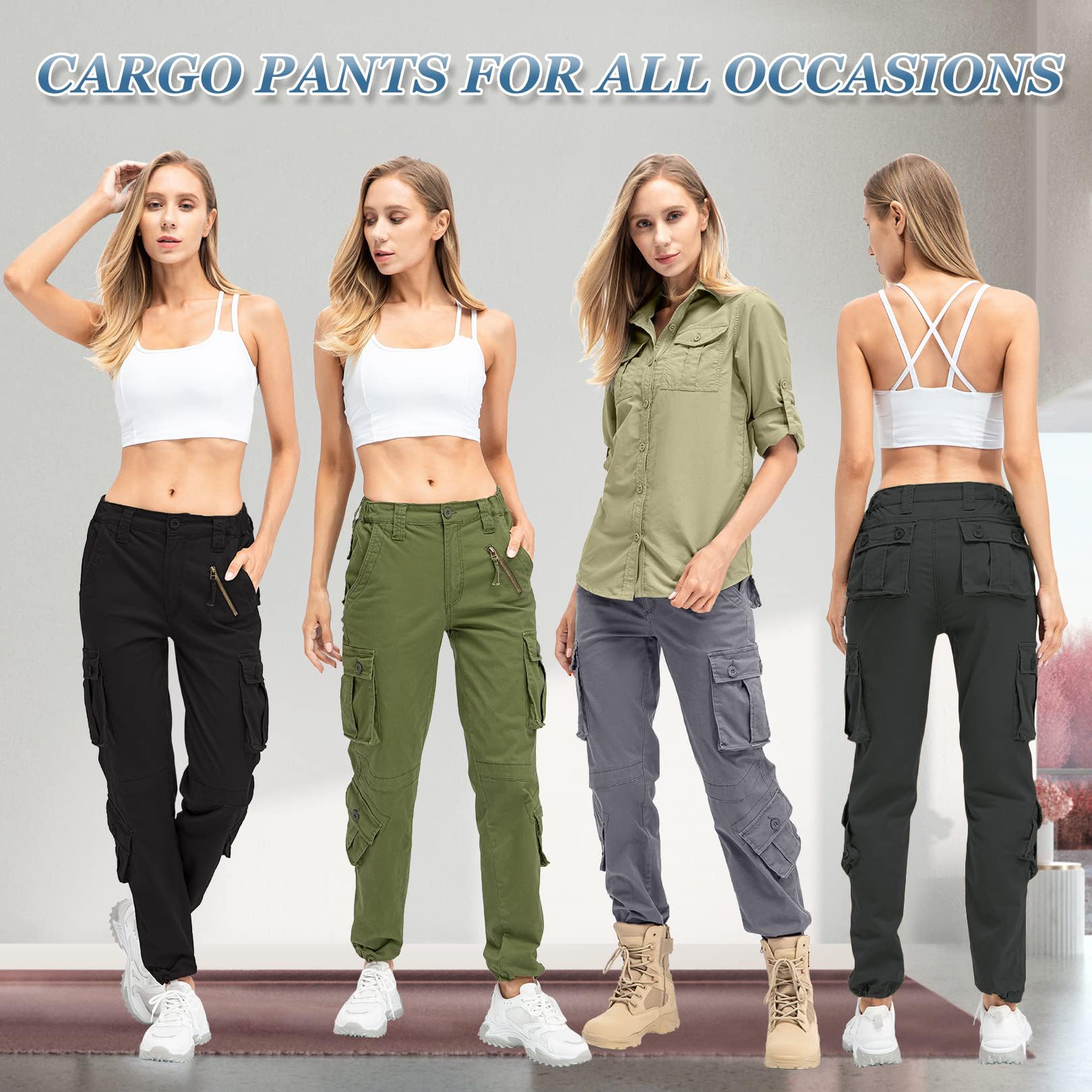 Jessie Kidden Pantaloni cargo da combattimento da donna, mimetici, militari, tattici, da lavoro