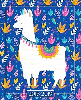 Agenda scolaire 2018-2019: 19x23cm : Agenda 2018 2019 semainier : Motif lamas et cactus