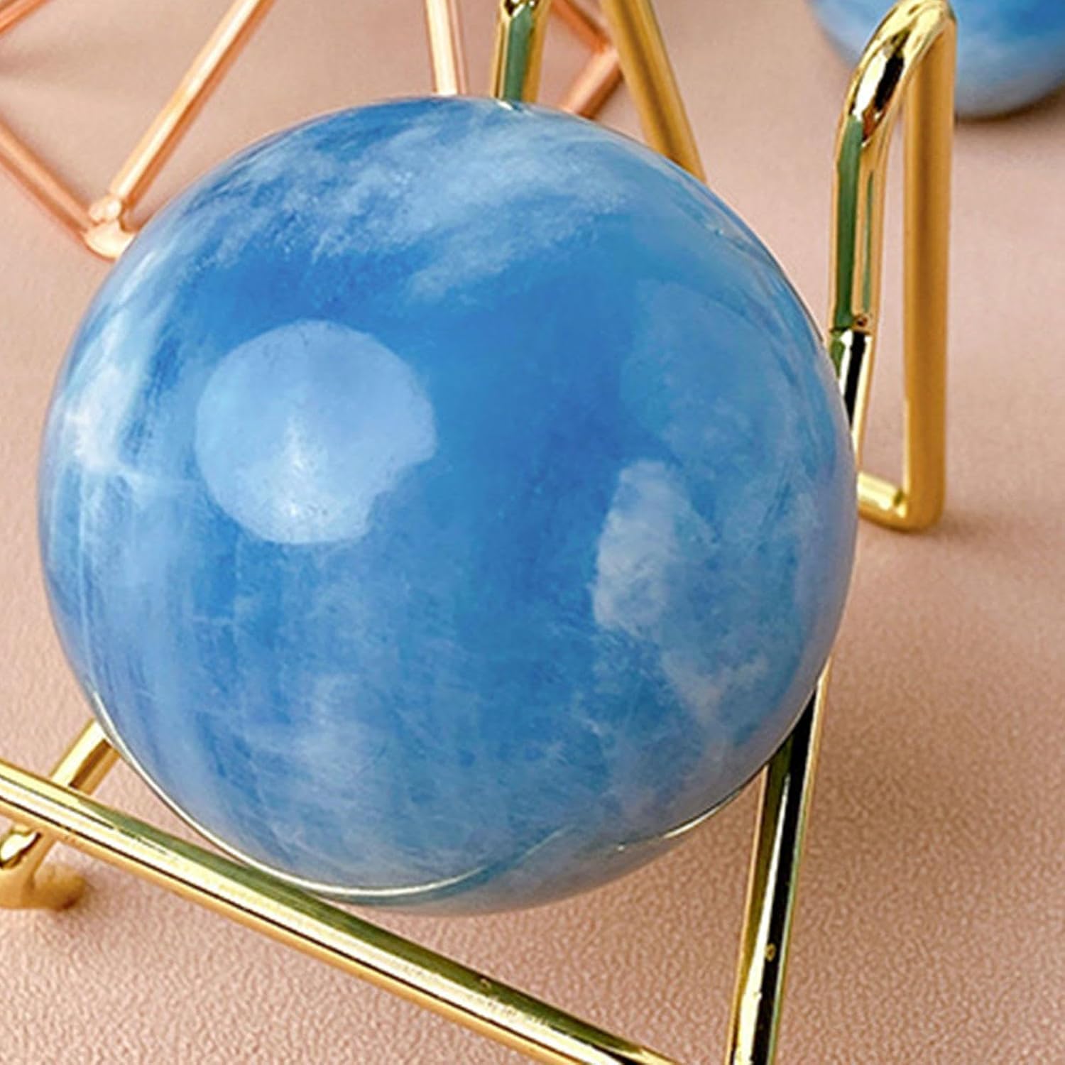 Esfera de Aguamarina Natural con Soporte, Piedra curativa