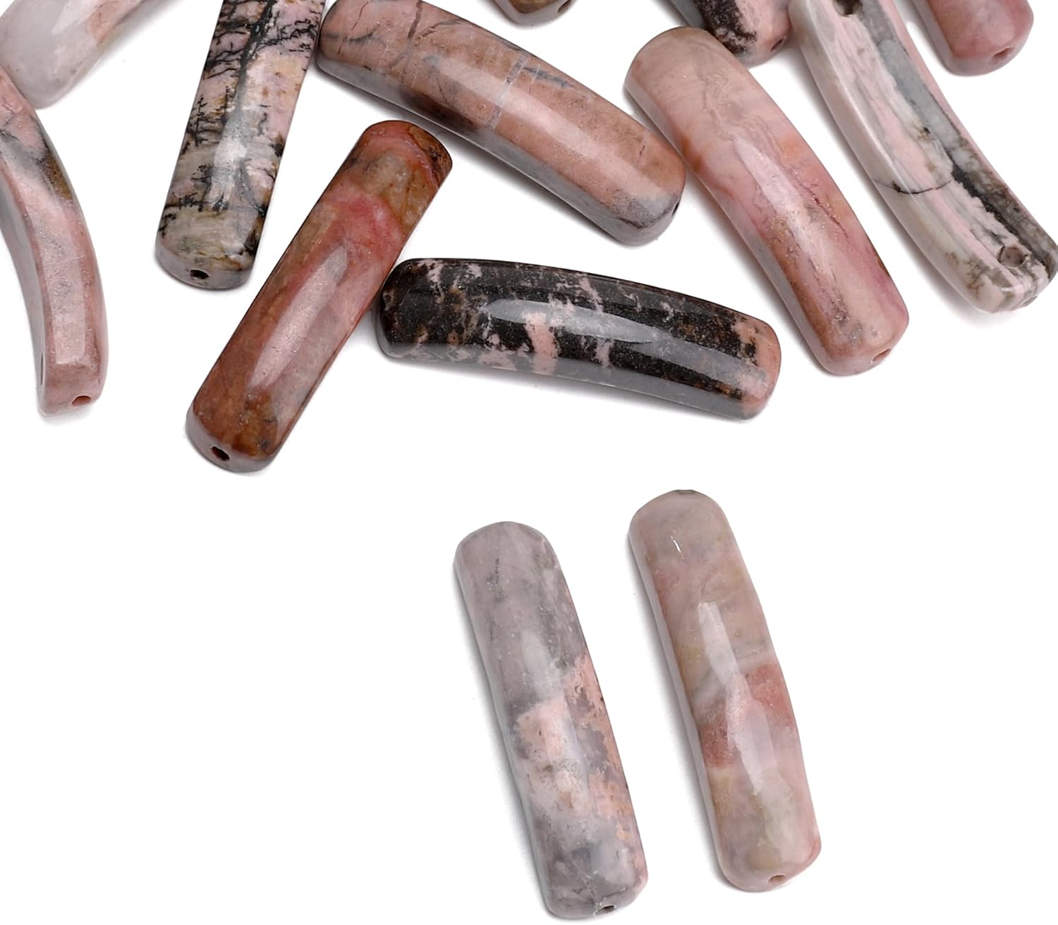 Natural Curved Rhodochrosite Stone Beads 36x10mm 4pcs for DIY Bracelet Jewelry Making - Image 5