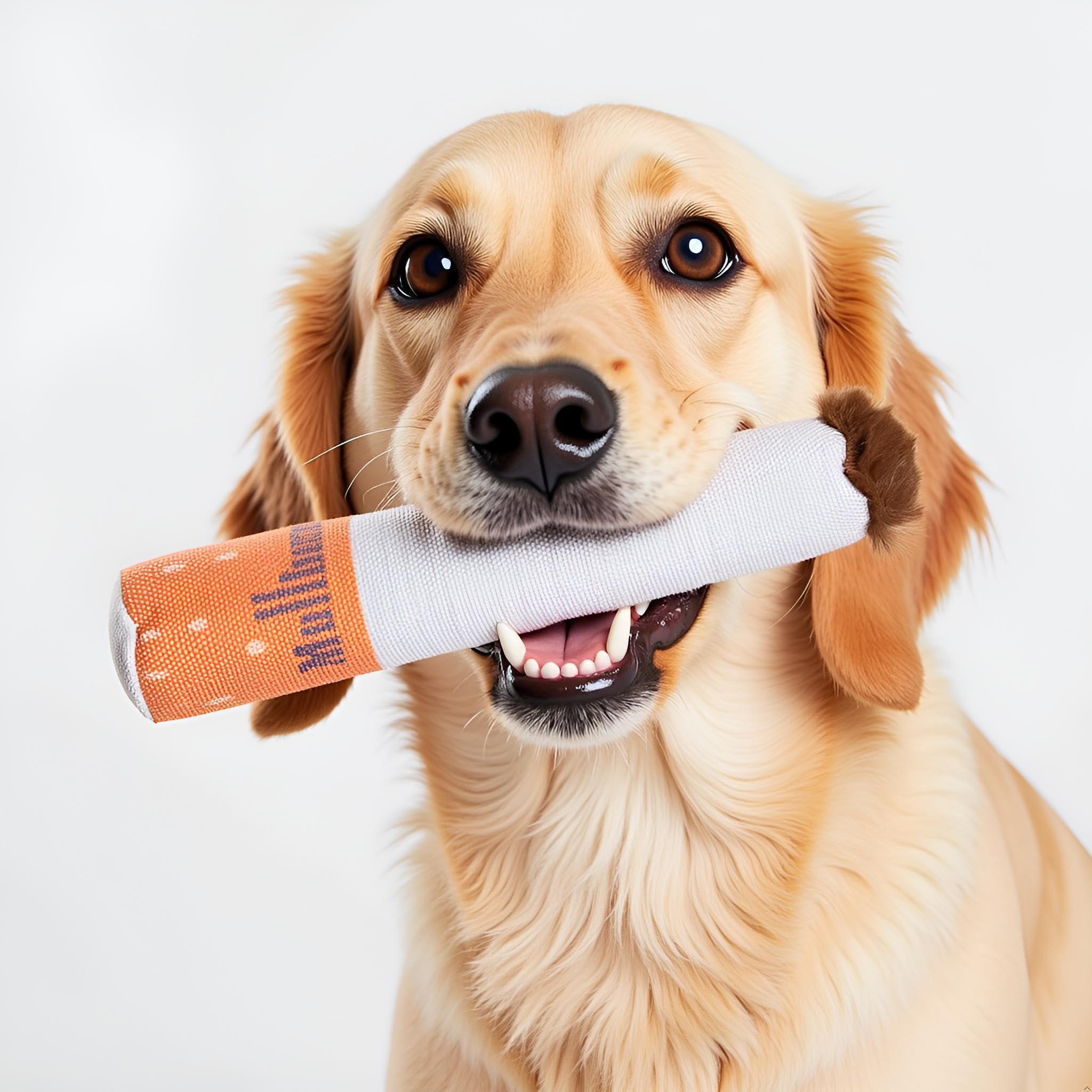 Nestpark Muttboro Doggy Cigs - Juguetes divertidos para perros, juguete interactivo de peluche parodia chirriante para perros, juguete interactivo para esconder golosinas para esconderse para