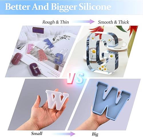 Miniatura 4 de Molde de resina, moldes de silicona 3D de letra grande LOVE para fundición de resina epoxi, moldes del alfabeto de silicona para resina para arte,