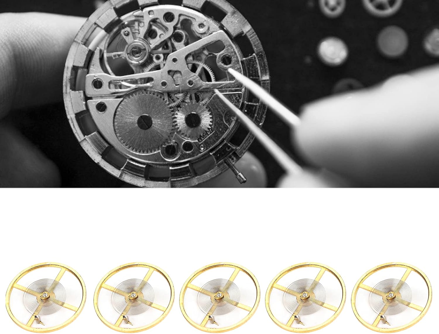 Watch Repair Tool Kit,Watch Balance Wheel with Full Swing Hairspring Replacement for 8205 Movement Watch Repair Parts