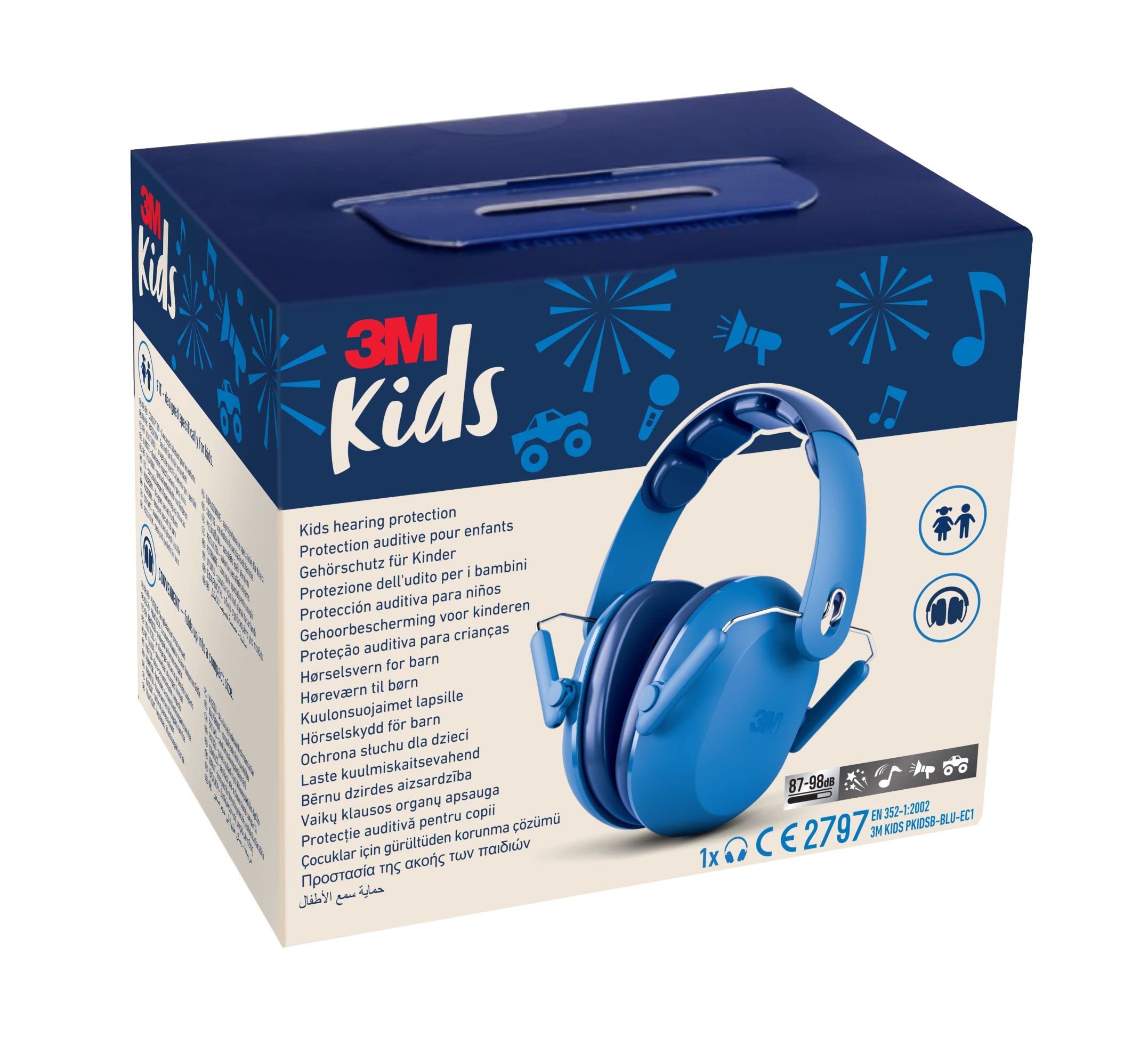 3M Orejeras de protección auditiva para niños PKIDSB-BLU-E, azul (87-98 dB) (Paquete de 5)
