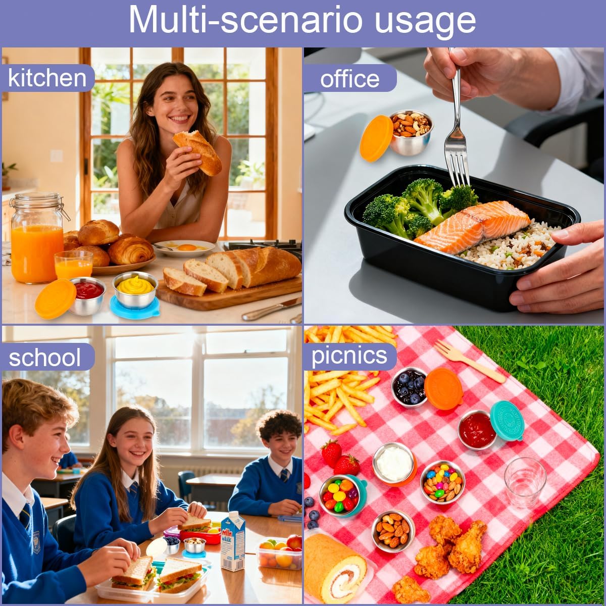 10 Pack 1.6 Oz Salad Dressing Containers To Go, Stainless Steel Small Condiment Containers with Lids, Reusable Leakproof Sauce Container Cups for Lunch Bento Box Picnic & Travel - Image 7