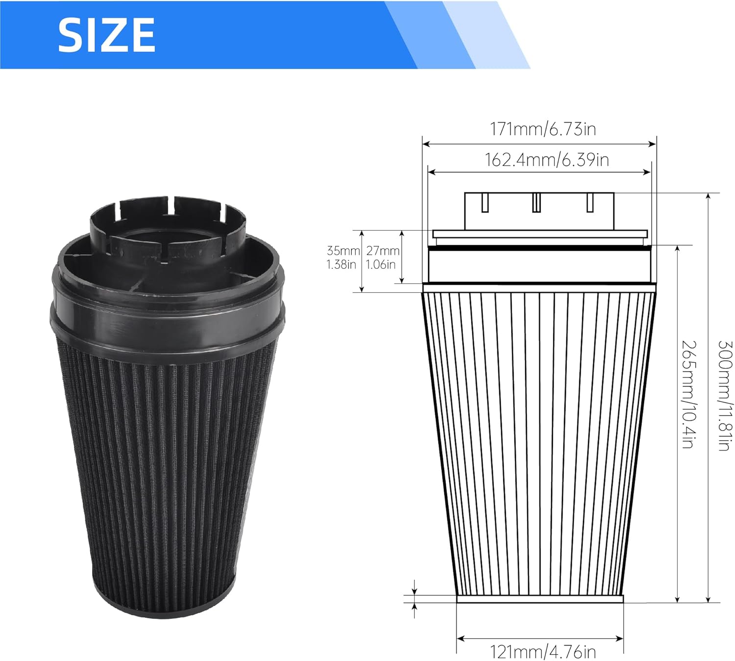 4" Cold Air Intake System + Heat Shield Compatible with 1999-2006 GMC/Chevy V8 4.8L/5.3L/6.0L Silverado 1500/2500/3500 (Black & Black)