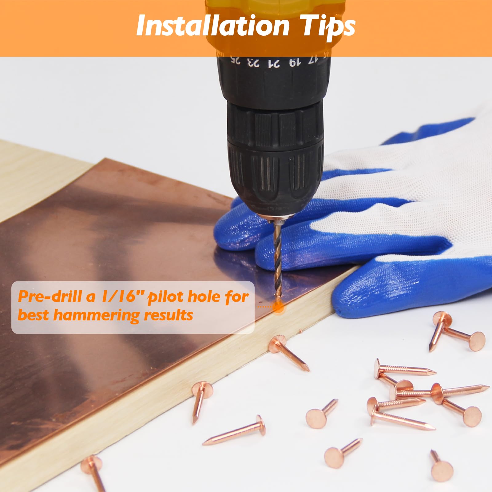 Pure Copper Roofing Nails - 110pcs -6