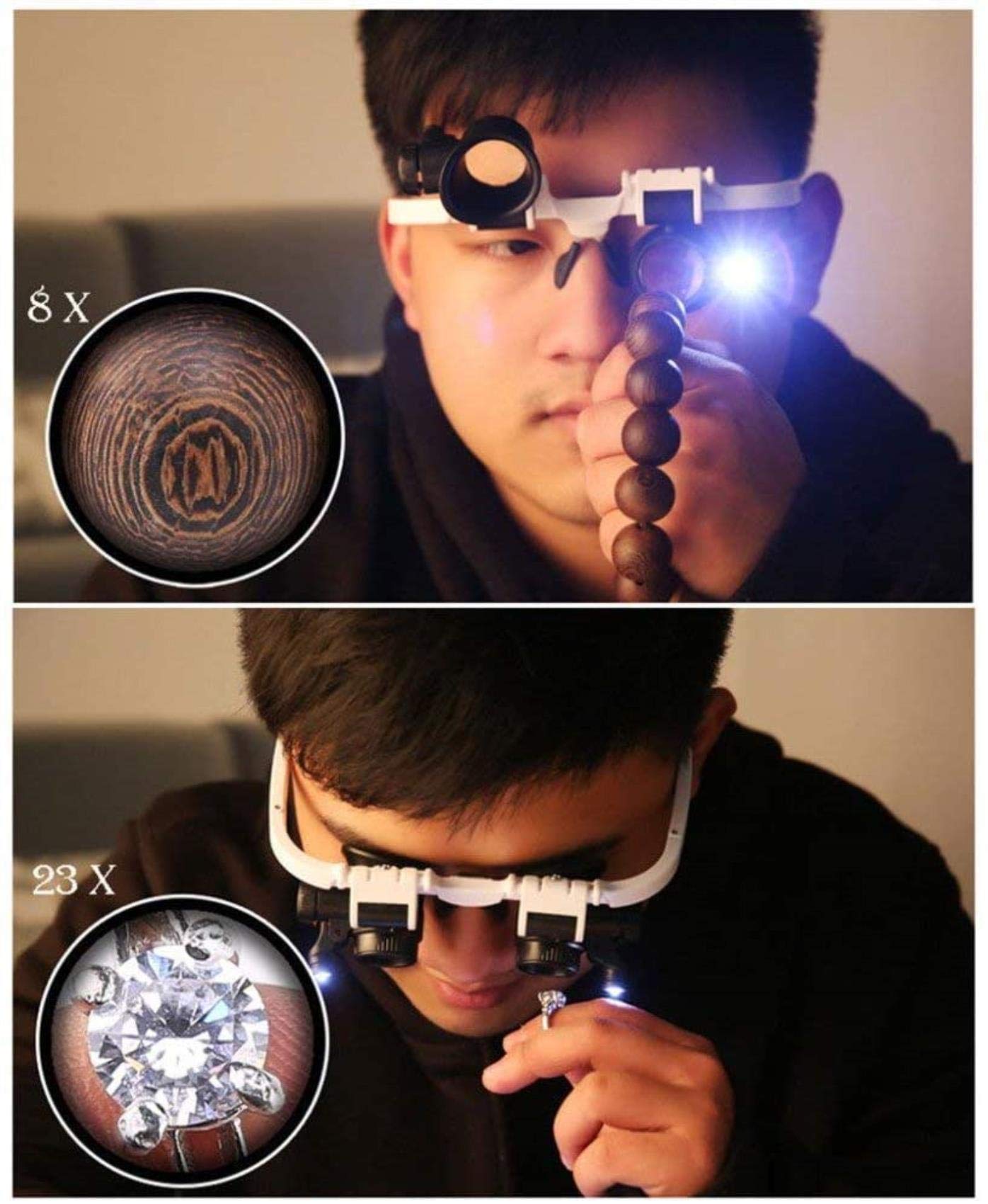 Gafas De Lectura HD 23X 8X con Luz Led para Ancianos, para Leer Libros, Identificar, Reparar Relojes Y Lupas.
