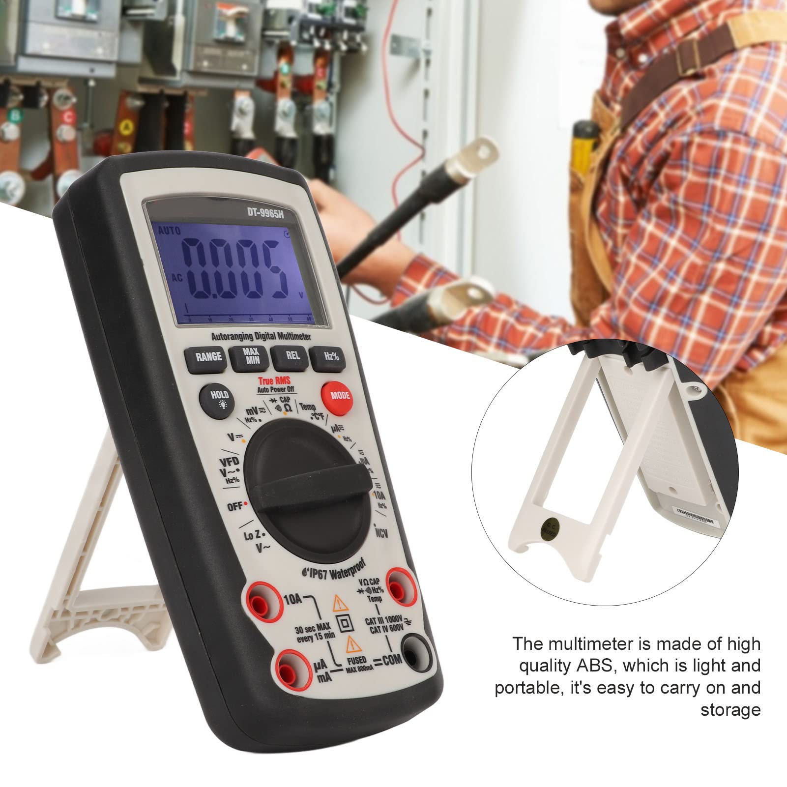 Multimetr cyfrowy DT9965H High Precision NCV True RMS tester elektryczny do wykrywania dla elektryków inżynierów lekki przenośny ABS 6000 punktów podświetlenia LCD