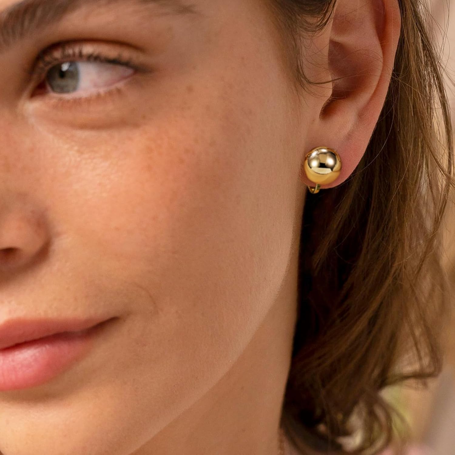 Clip on Earrings for Women Gold Ball Earrings 14K Gold Silver Plated Ball Earrings Non Pierced Earrings for Women Jewelry for Her - Image 3