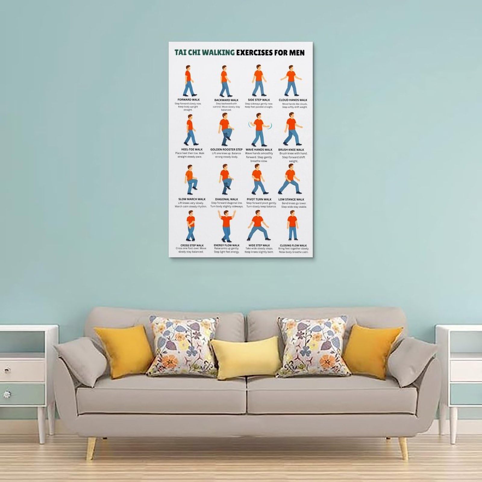 generisch Tai Chi Walking ExercisesModernas Impresiones en Lienzo, Cuadros Decorativos Para Habitación de Niños o Niñas, Murales Para Sala De Estar Y Pinturas Con Motivos Festivos20x30 Pulgadas