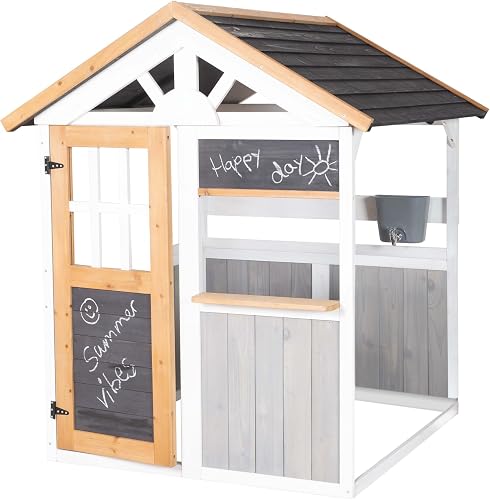 Casita de madera roba para exteriores niños desde 18 meses con mostrador y grifo