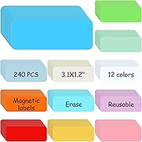 Vista 8 de Ctosree 240 etiquetas magnéticas de borrado en seco de 3.2 x 1.2 pulgadas, etiquetas magnéticas reutilizables de nombre en blanco, imanes de nombre