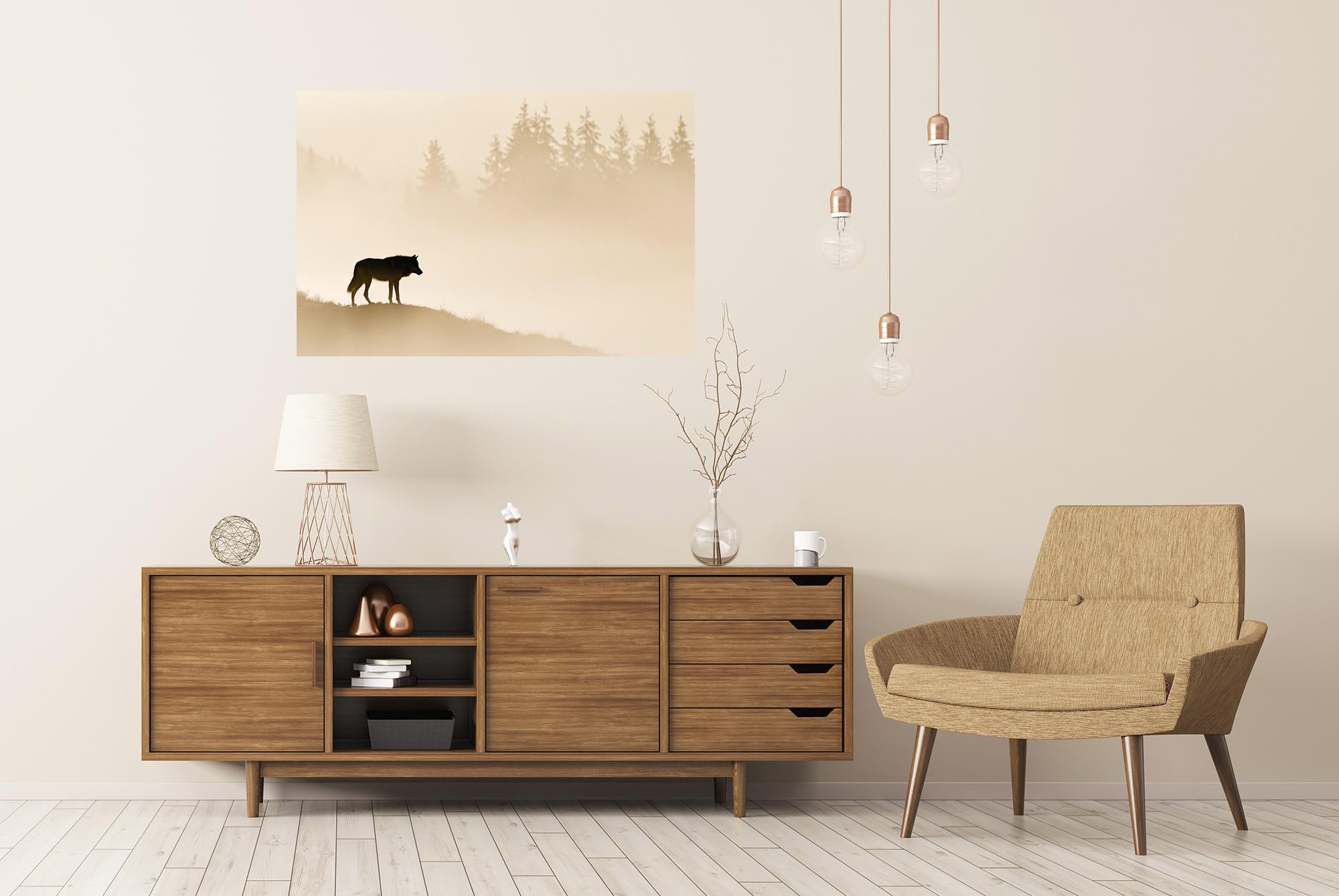 islandburner Póster premium místico silueta de lobo mural salón para amantes de la naturaleza - gran formato
