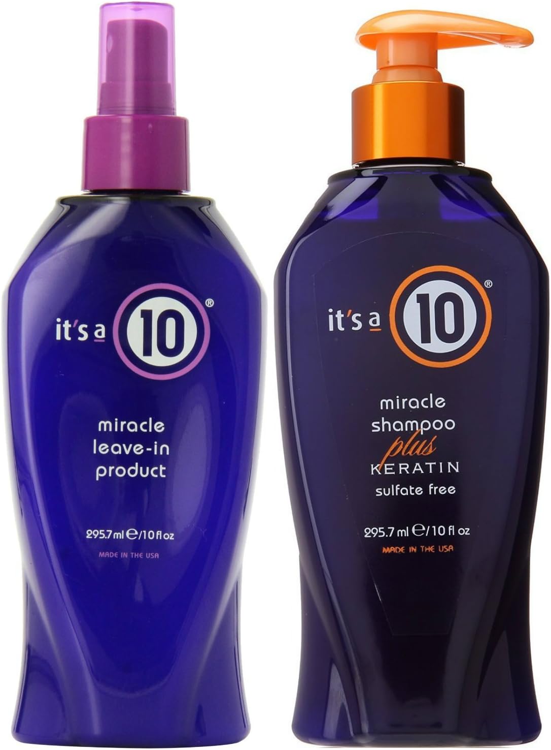 Bundle: It's a 10 Miracle Leave-In Product, 10 Ounce + It's a 10 Miracle Shampoo Plus Keratin, 10 Ounce