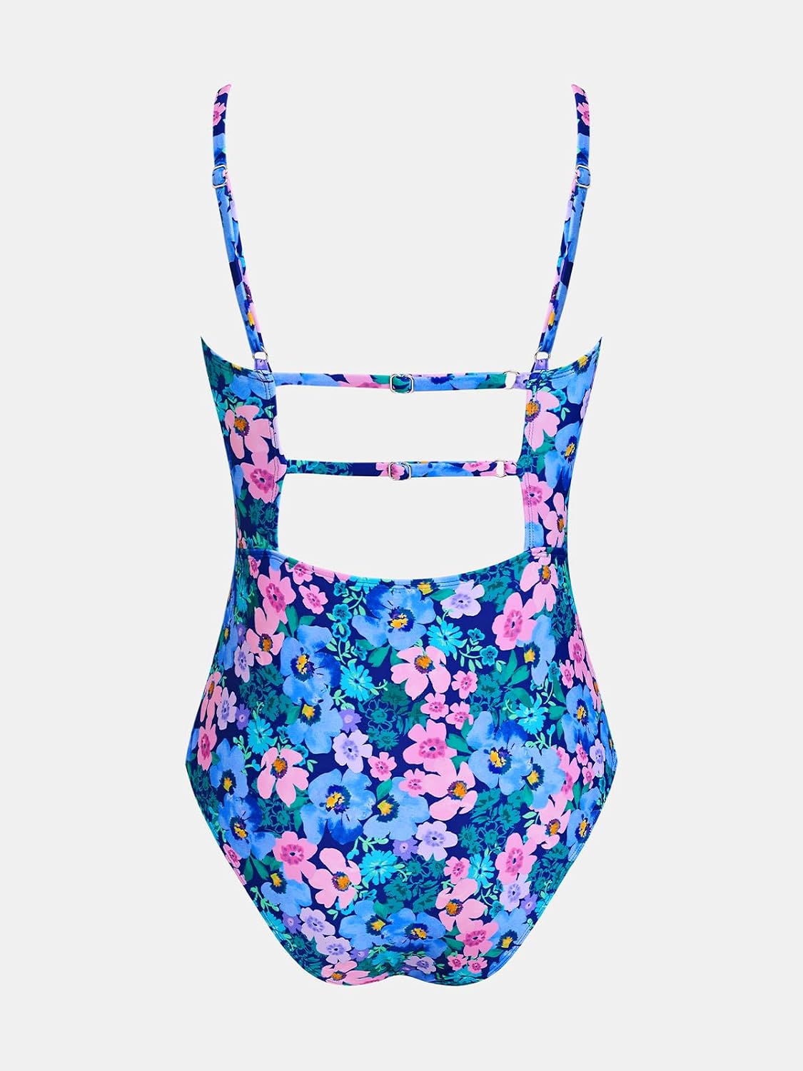 CUPSHE Women's One Piece Swimsuit Square Neck Tummy Control Bathing Suit | Ruching, Removable Soft Cups, Adjustable Back Straps, Back Cutout, Moderate Coverage, Beach Vacation