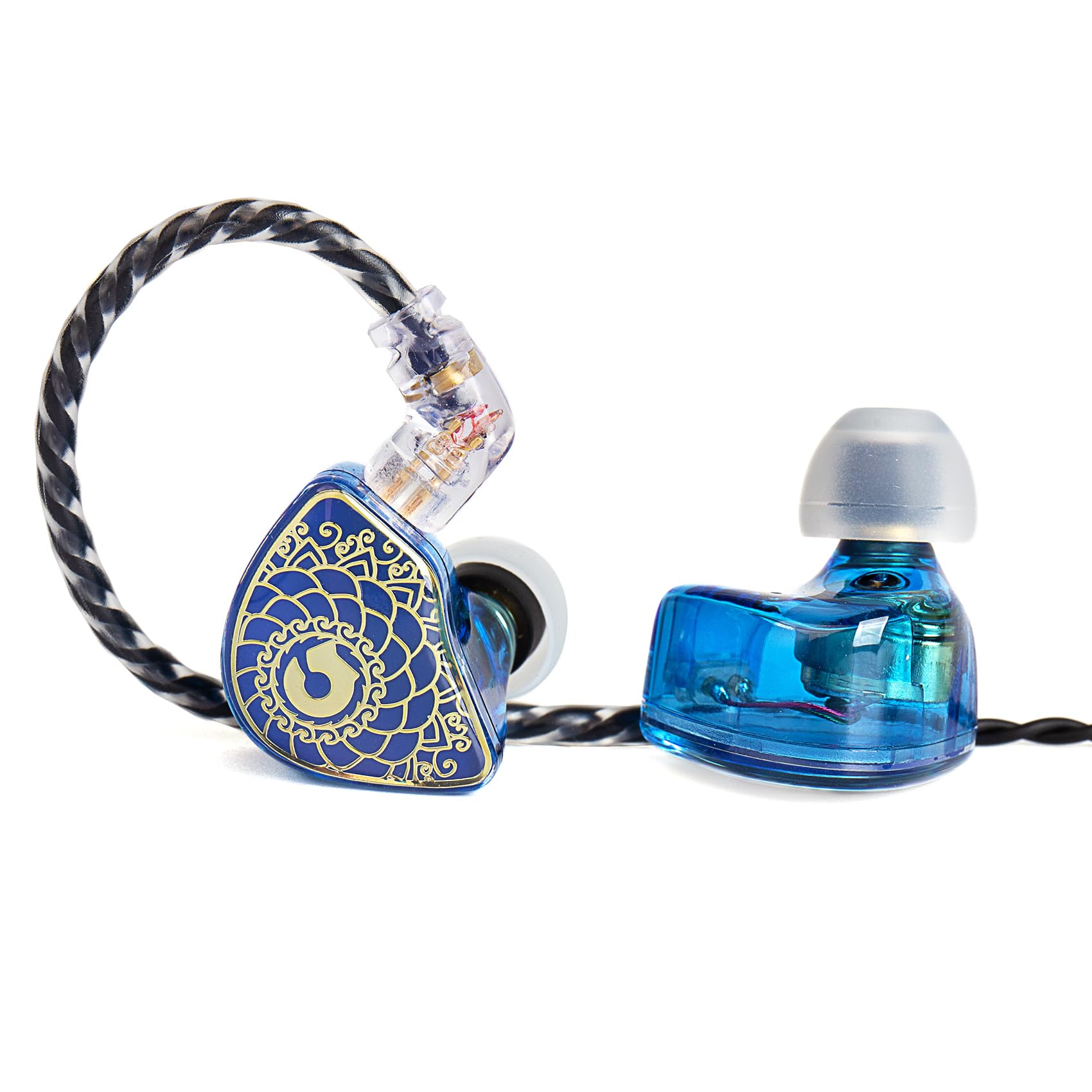 YINYOO Tangzu Wan er S.G, cuffie in-ear con cavo HiFi IEM per musicisti e audiofili, driver dinamico da 10 mm, con vestibilità ergonomica, cavo staccabile a 2 pin da 0,78 mm (blu, con microfono)